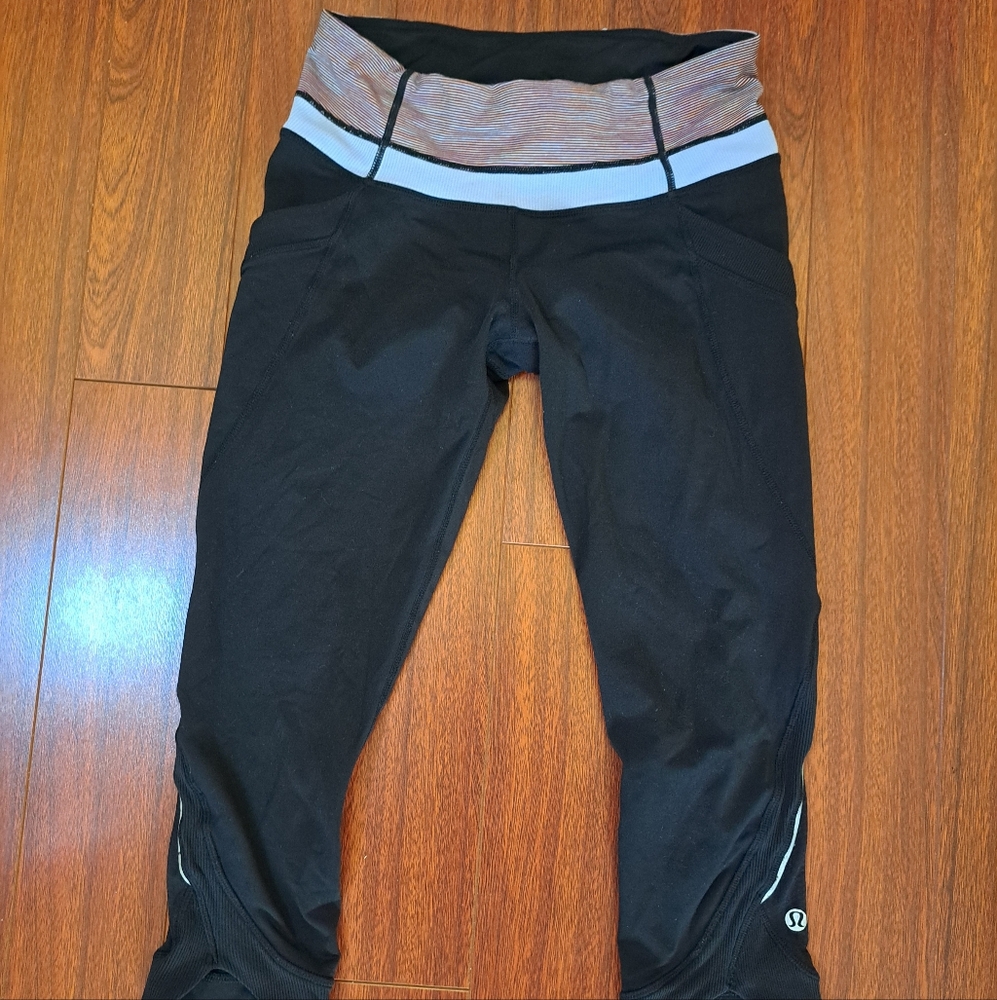 lululemon athletica Black Leggings with Coloured Waistband